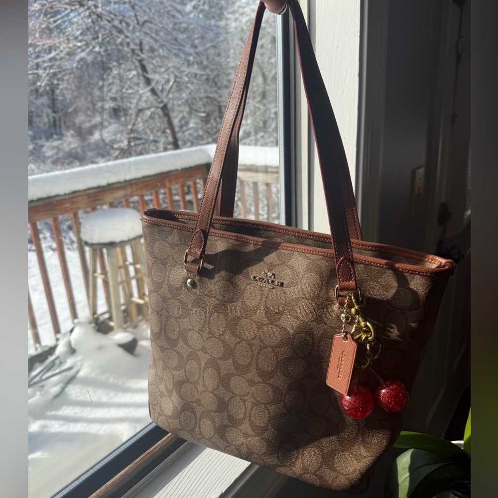 Coach Tan and Brown Signature Tote